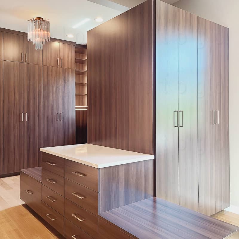 Brown walk in spacious closet